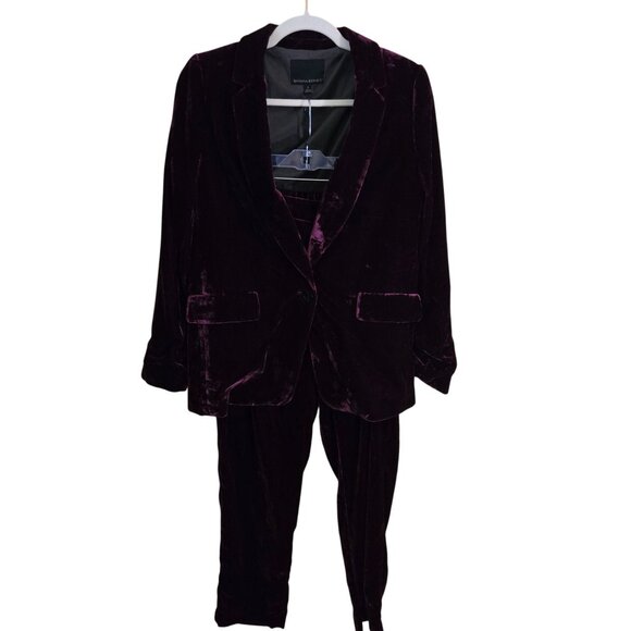 Banana Republic Sour Cherry Velvet Blazer Hayden Pull On Pants Size 2/M - Picture 1 of 15